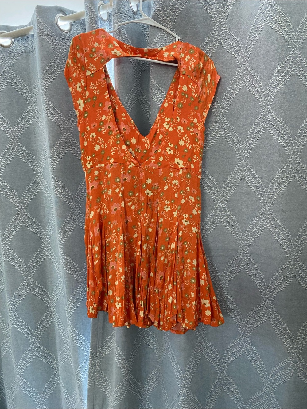 Free People Orange Floral Tie-Front Mini Dress - Picture 4 of 7